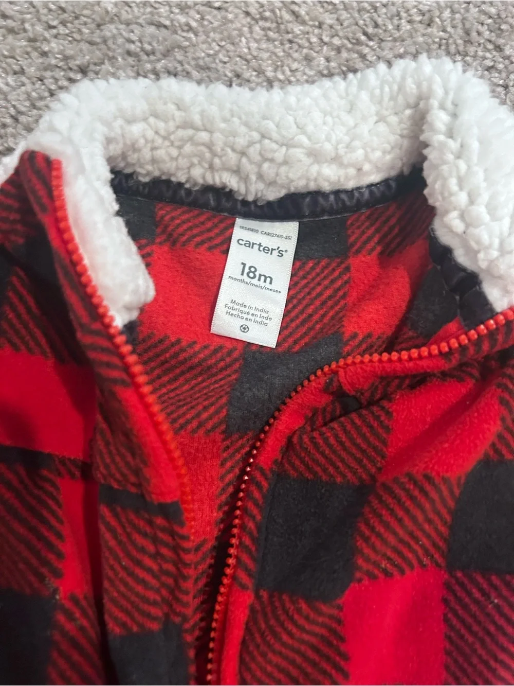 Carter's Red & Black Buffalo Plaid Sherpa-Trim Vest